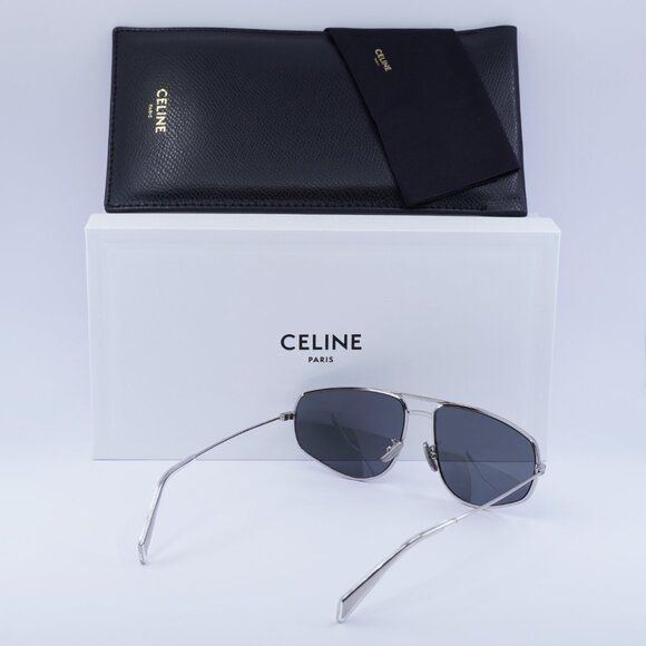 Celine CL40083U 16A Aviator Sunglasses – Palladium/Smoke - Picture 11 of 11